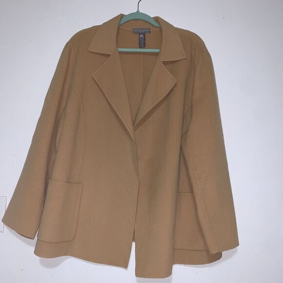 Women's Kate Hill wool blend camel coat size 20W, short over coat elegant spring - Picture 3 of 14